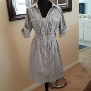 Pinstriped Shirt Dress